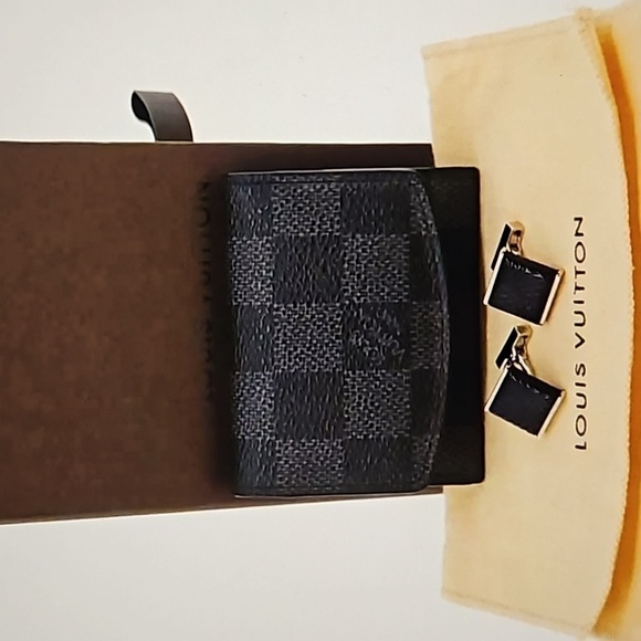 Louis Vuitton Damier Infini Cufflinks with Matching Leather Case - Picture 7 of 11